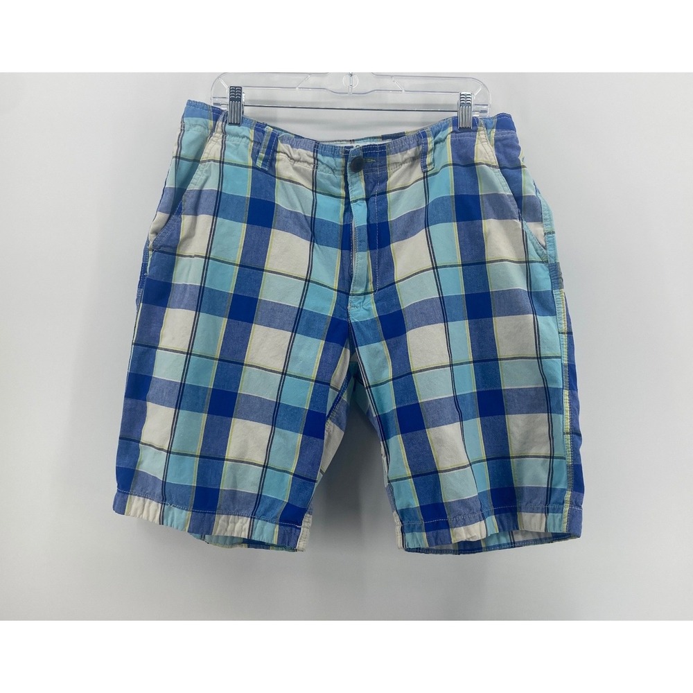Aeropostale Mens Plaid Shorts Blokecore Preppy Cotton Flat Front Drawstring Logo